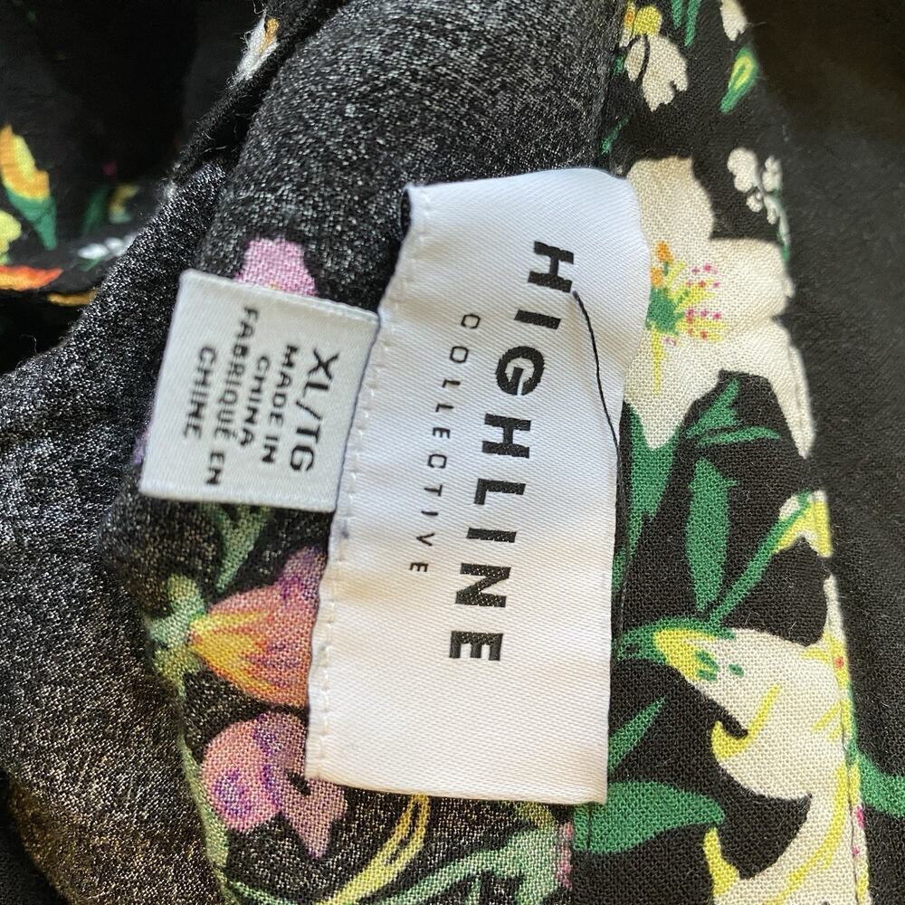 Highline Women XL Floral Mini Shirt Dress Cottagecore Preppy Beach Travel Casual - Picture 5 of 10